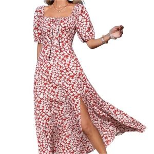 New ~ Red Floral Maxi Dress